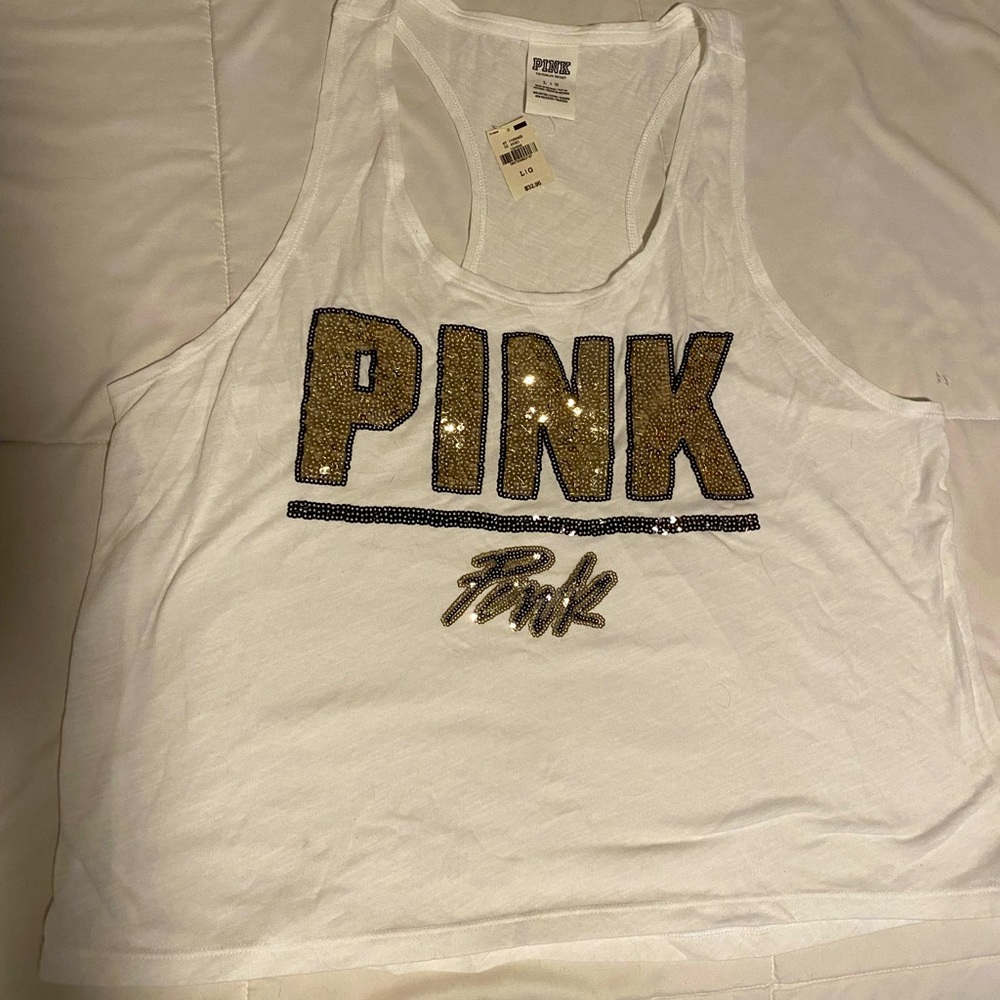 Pink victoria secret tank top. Pink VS sparkle tank top. Sequence tank top